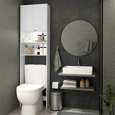 Imagem de Armário Banheiro com Led para Vaso Sanitário e 2 portas Multimóveis Branco