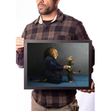 Imagem de Quadro Arte Leão Pai E Filho Jiu Jitsu Faixa Graduação - Fanarte