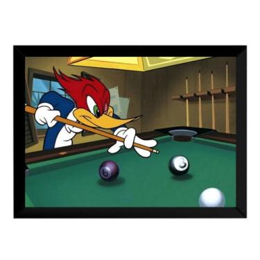 Imagem de Quadro Decorativo Pica Pau Joga Bilhar Sinuca Arte Moldurada - Fanarte
