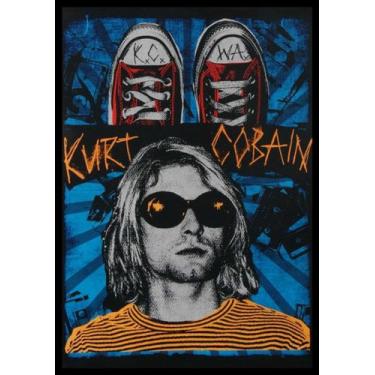 Imagem de Quadro Nirvana Kurt Cobain Arte Moldura 42x29cm - Fanarte