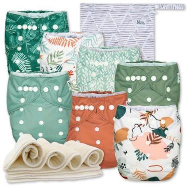 Imagem de Fraldas de Pano Nora's Nursery - Pacote com 7 Fraldas, 7 Inserções e 1