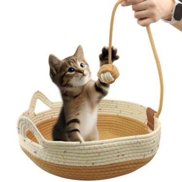 Imagem de Cama De Gato Arranhador Ninho Cestinho Pet Brinquedo Bolinha Animais Estimaçao Confortavel 