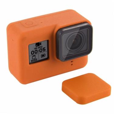 Imagem de Capa e Tampa Silicone Direto Câmera GoPro 5-7 Laranja