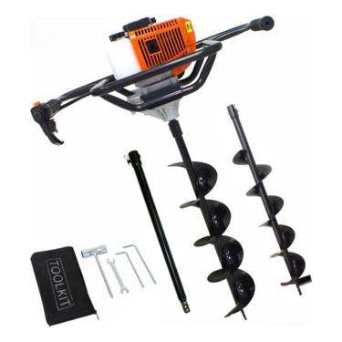 Imagem de Maquina Perfurar Buraco Vulcan Com 2 Brocas P/ Cerca e Plantio de Mudas + Extensão 60cm