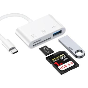 Imagem de Leitor de cartão SD USB C para iPhone 16 15 Pro Max/Plus, Samsung Galaxy S25 S24FE S23, Google Pixel 9 Pro 8, adaptador de cartão de memória micro SD de alta velocidade tipo C para USB para câmera