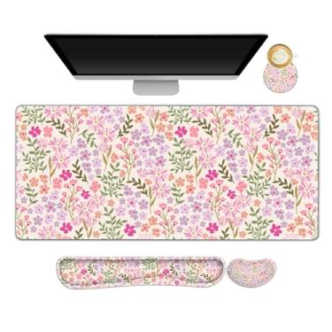 Imagem de NXZGO Conjunto grande de mouse pad para jogos, tapete de mesa ergonômico com descanso de pulso de espuma de memória, mousepad de jogo estendido para computador, tapete de mesa antiderrapante, fácil de