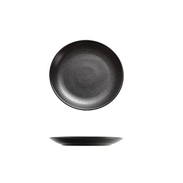 Imagem de Prato de serviço pratos de jantar pretos de 25,4 cm conjuntos de pratos de cerâmica de cozinha redondos para jantar, salada de frutas e massas, restaurantes, pratos de festa em família (cor: 1