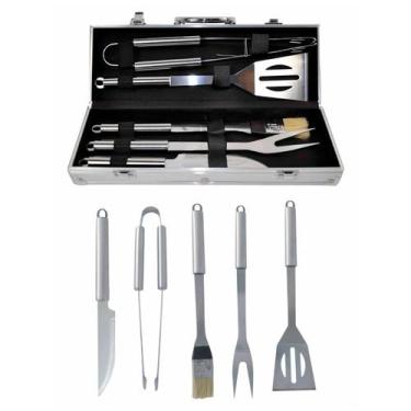 Imagem de Kit Churrasco Inox Com Maleta 5 Peças Completo Presente Luxo - Casita