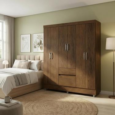 Imagem de Guarda Roupa Casal 6 Portas 2 Gavetas Ideal Plus Imbuia