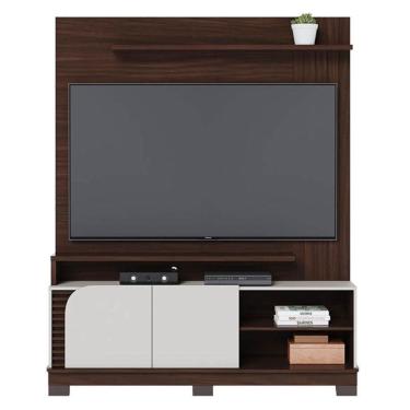 Imagem de Estante Home Theater Jurerê 1.5 Nogueira Real Off White Matte - Colibri