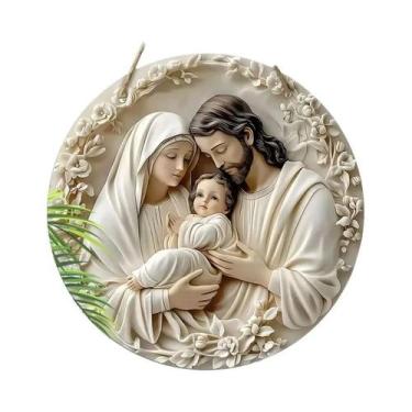 Imagem de Placa De Madeira 2D Com Cena De Natividade, Jesus Nascido, Relevo Bíbl