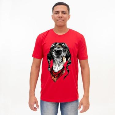 Imagem de Camiseta Básica 100% Algodão Estampada - Cachorro Rider - P M G GG - D