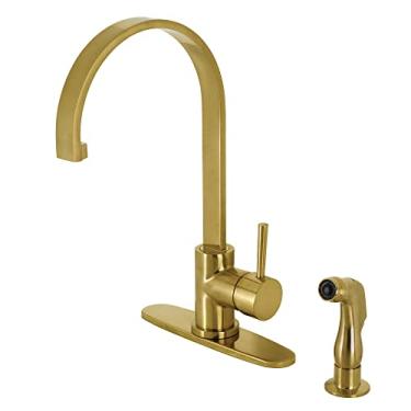 Imagem de Kingston Brass Torneira de cozinha Concord LS8713DLSP, latão escovado