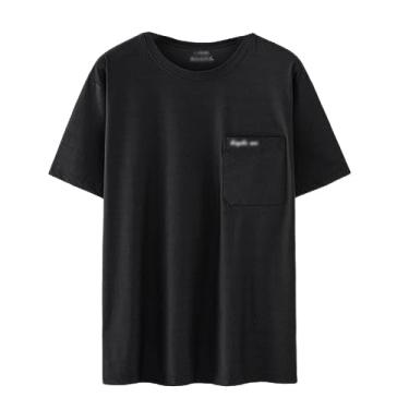 Imagem de Camiseta masculina atlética de manga curta com estampa listrada de secagem rápida, leve, macia, Preto, M