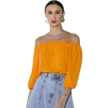 Imagem de Blusa Onça Preta Ciganinha Viscose O23 Laranja Feminino-Feminino