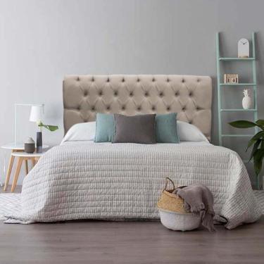 Imagem de Cabeceira Estofada Capitonê Livia 160cm Queen Size Para Cama Box Suede