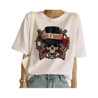 Imagem de Camiseta Feminina Guns N' Roses - Branca - Estilo Punk Rock, BR-G3, Br