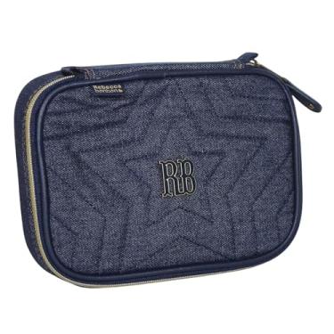 Imagem de Estojo Box Grande Rebecca Bonbon Jeans Azul Escuro Com Divisória para 36 Lápis Bolso com Zíper e Forro Personalizado