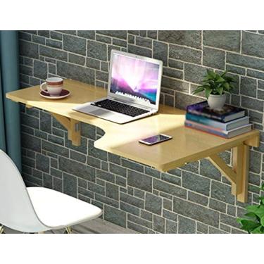 Imagem de LXB Mesa de computador para uso doméstico montada na parede - mesa de computador dobrável de madeira maciça mesa de jantar cozinha mesa de trabalho loja de chá / 80 × 60 cm