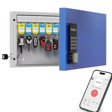 Imagem de WeHere SAFE24 Suporte de parede para caixa de bloqueio, aplicativo Bluetooth/compartilhamento de senha única/controle remoto Wi-Fi/código fixo/desbloqueio de chaves, armário de chave inteligente,