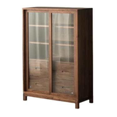 Imagem de URGDWEKJY Armário buffet Chinês Moderno Armário de Vidro Porta de Vidro Armário de Armazenamento de Madeira Maciça Adequado para Estudo, Sala de Jantar e Aparador de Sala de Estar (M: 100 * 40 * 120