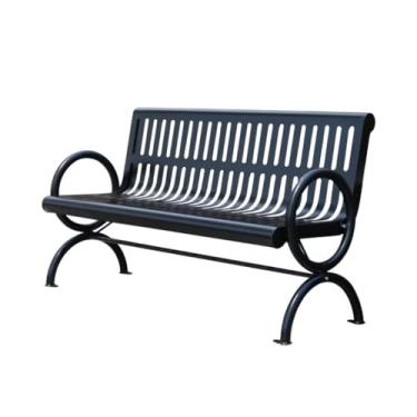 Imagem de URGDWEKJY Mobiliário de entrada, cadeira de parque de ferro ao ar livre, banco duplo de metal preto, encosto comunitário, quadrado, soldado, assento de parque, cadeiras ao ar livre (A,150 cm)