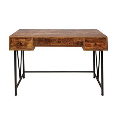 Imagem de P9IDEDFH Mesa de computador 119 cm para escritórios em casa pequena mesa estilo simples mesa de computador preto metal e (D)