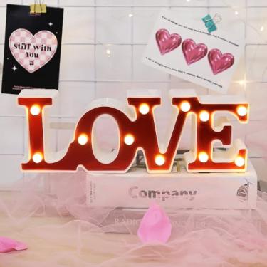 Imagem de Letreiro de luzes LED para luz noturna casamento festa de aniversário alimentado por bateria lâmpada de Natal barra doméstica (vermelho gravata, 31 x 10,8 x 4 cm)