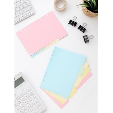 Imagem de 10 folhas divisórias de fichário A5, folhas divisórias de plástico retangular verde com etiquetas, acessórios de fichário para separar páginas, cadernos, documentos, arquivo, 21 x 15,5 x 0 cm