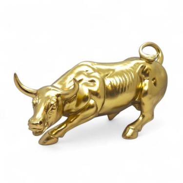 Imagem de Estátua Touro de Wall Street Dourado Resina Decoração 20 cm - Flash