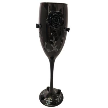 Imagem de Taça Vidro Preta Pomba Gira Rosas 196 ml