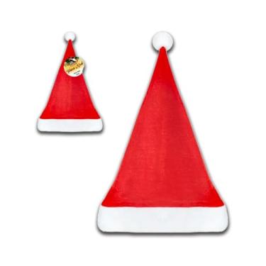 Imagem de Touca de Papai Noel Vermelha e Branca, 40 cm de Comprimento, Tecido Macio de Poliéster, Tamanho Único Ajustável