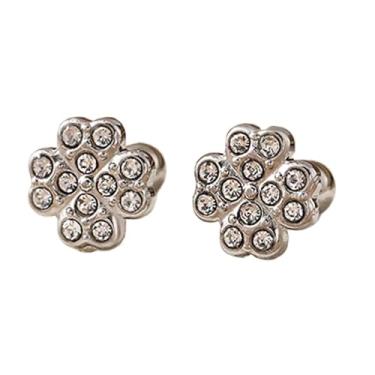 Imagem de Niaspi Brincos femininos de cartilagem de cravo CZ com quatro folhas, strass, trevo floral da sorte, parafuso nas costas, hélice, concha, piercing delicado, joia de orelha para o Dia de São Patrício