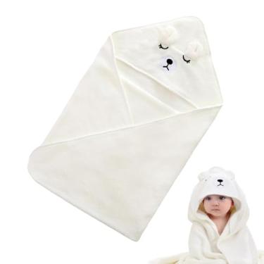 Imagem de Toalha de banho com capuz com orelhas de urso para recém-nascidos, bebês e crianças pequenas
