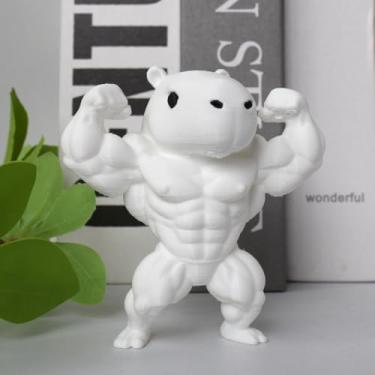 Imagem de Estatuetas colecionáveis de capivara muscular branca impressa em 3D, presente para decoração executiva de escritório em casa