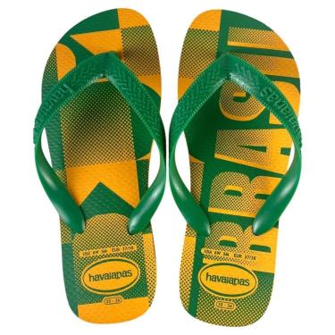 Imagem de Chinelo Havaianas Masculino Top Vai Brasil Original Verde e Amarelo Conforto Torcedor-Masculino