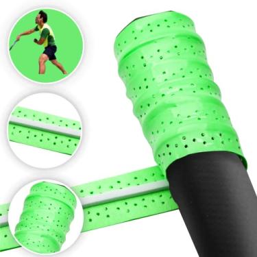 Imagem de Kit com 2 unidades Overgrip para Tênis e Beach Tennis mantém as mãos secas, reduzir suor e garantir uma pegada ideal. Película sintética antiderrapante para maior conforto e encaixe dos dedos. (Verde)