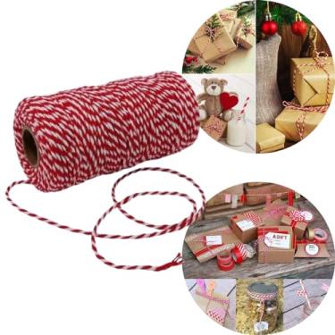 Imagem de Barbante Twine Bicolor 100 METROS Cordão De Algodão Vermelho e Branco-Barbante Decoração Artesanato (Vermelho)