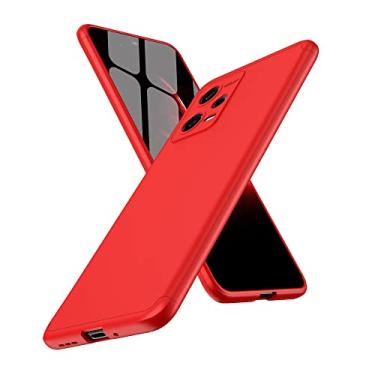 Imagem de Asdsinfor Capa para Redmi Note 12 5G, ultrafina, 3 em 1, 360 graus, capa de corpo inteiro, premium, fina, à prova de choque, de plástico rígido, antiarranhões, para Redmi Note 12 5G 3 em 1, vermelho