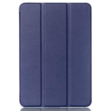 Imagem de INSOLKIDON Compatível com Samsung Galaxy Tab S2 20.3 cm (SM-T710 T715 T713) Capa protetora de couro capa protetora ultrafina com suporte de proteção total (azul marinho)