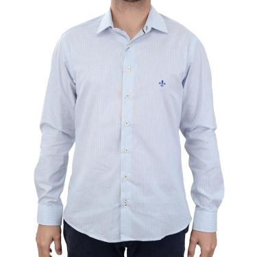 Imagem de Camisa Masculina Dudalina ML Slim Listra Azul Clara - 530427-Masculino