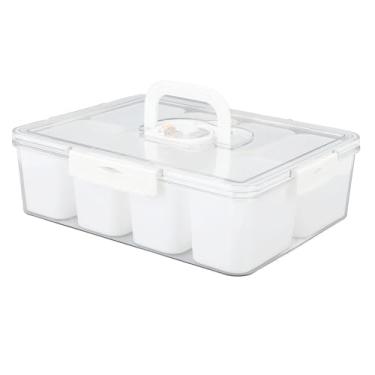 Imagem de Bandeja de Servir Dividida, Recipiente de Plástico Selado Com 8 Compartimentos, Caixa de Armazenamento de Alimentos Transparente Com Alça para Entretenimento de Festa, Uso Diário