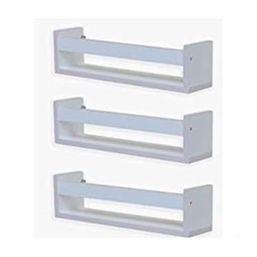 Imagem de Kit 3 Prateleiras EM MDF 60cm com Apoio, Revisteiro, Porta Livros, Porta Temperos, Decoração para Cozinha, Sala, Banheiro, Branco