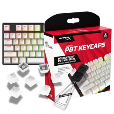 Imagem de HyperX Teclas PBT – Conjunto completo de teclas, material PBT Double Shot, layout inglês (EUA), 104 teclas – branco