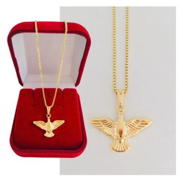 Imagem de Correntinha Feminina Pingente Espírito Santo Divino Folheado a Ouro 18