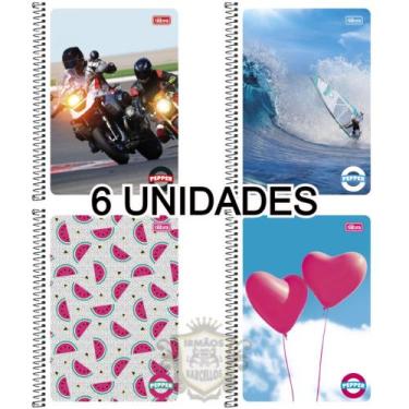 Imagem de Kit 6 Cadernos Espiral 80 Folhas 1/4 Pepper Capa Flexível - Materiais 
