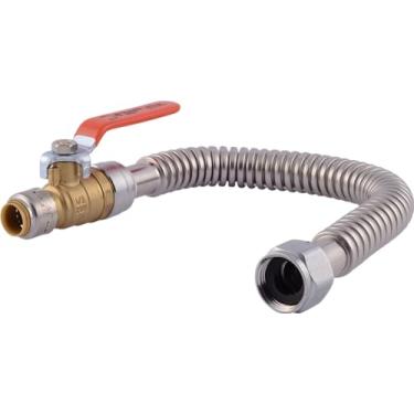 Imagem de SharkBite Conector de aquecedor de água flexível ondulado de aço inoxidável máximo de 45 cm, conexão FIP de 1/2 x 3/4 polegada, tubo PEX, cobre, CPVC, PE-RT, HDPE, URSS3068FX18BV