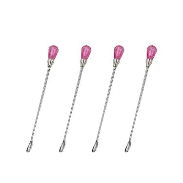 Imagem de Pastlla 4 peças de aço inoxidável misturador de cera colheres de mistura de cera de vedação varetas de agitação colheres de hastes de agitação de cera, formato de cristal - vermelho rosa