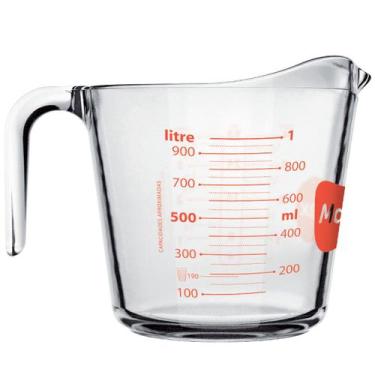 Imagem de Jarra Medidora De Vidro 1L Marinex Jarro De Medição Com Alça E Bico Di