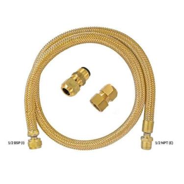Imagem de Mangueira Flexível Cobre Tombak Gás Fogão Cooktop 120cm + 2 Adaptadore